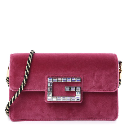Gucci Velvet Crystal Square G Shoulder Bag Light Raspberry Rose 1 of 10