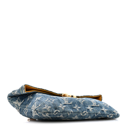 Louis Vuitton Monogram Denim Pochette Plat Clutch Blue 4 of 12