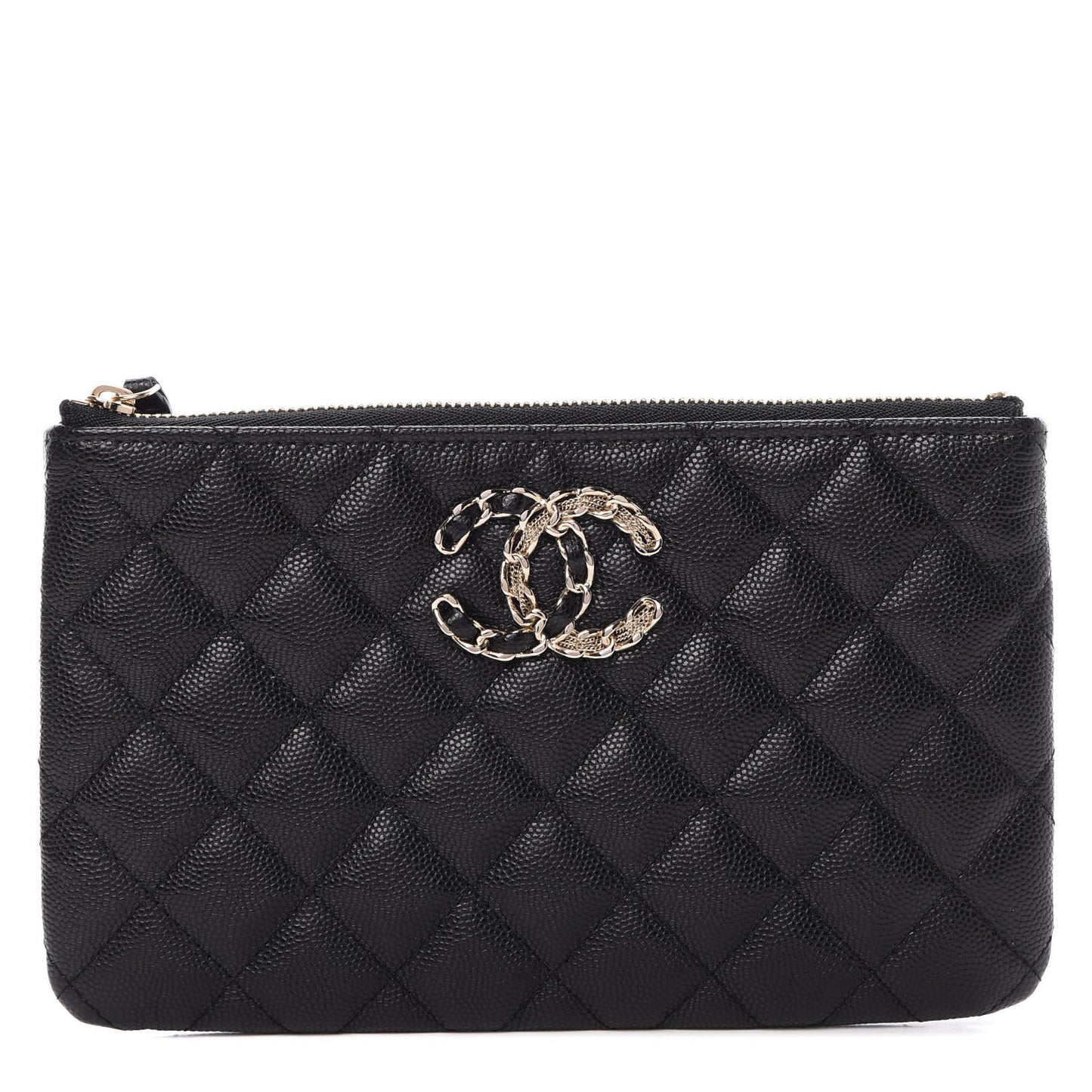 Caviar Quilted French New Wave Small CC Pouch Black