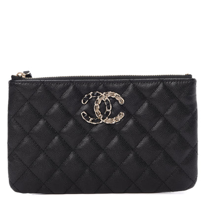 Chanel Caviar Quilted French New Wave Small CC Pouch Black 1 of 8