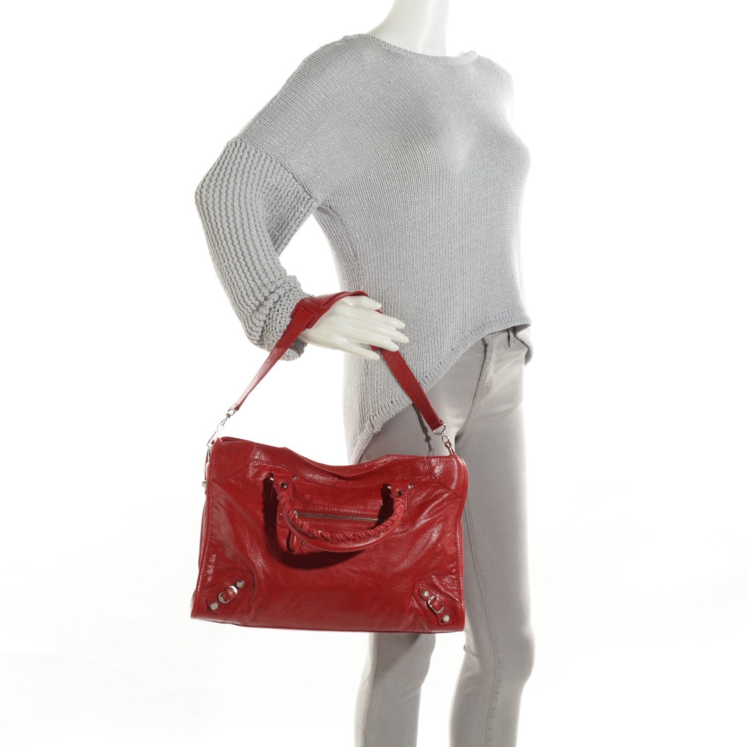 Balenciaga Agneau Giant 12 Silver Hardware City Rouge Lipstick 2 of 8