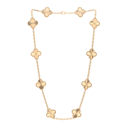 Van Cleef & Arpels 18K Yellow Gold 10 Motifs Guilloche Vintage Alhambra Necklace 3 of 5