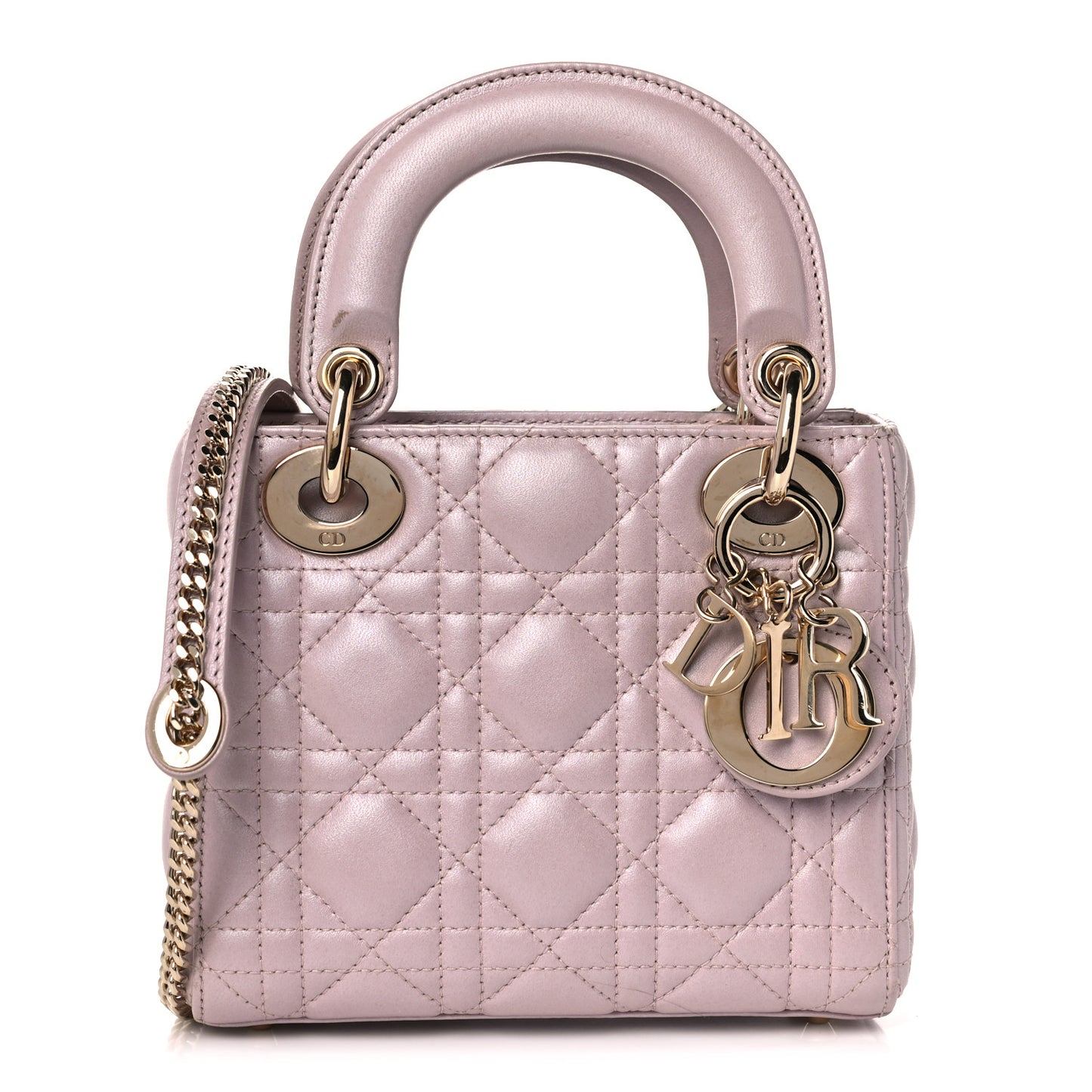 Metallic Lambskin Cannage Mini Lady Dior Lotus