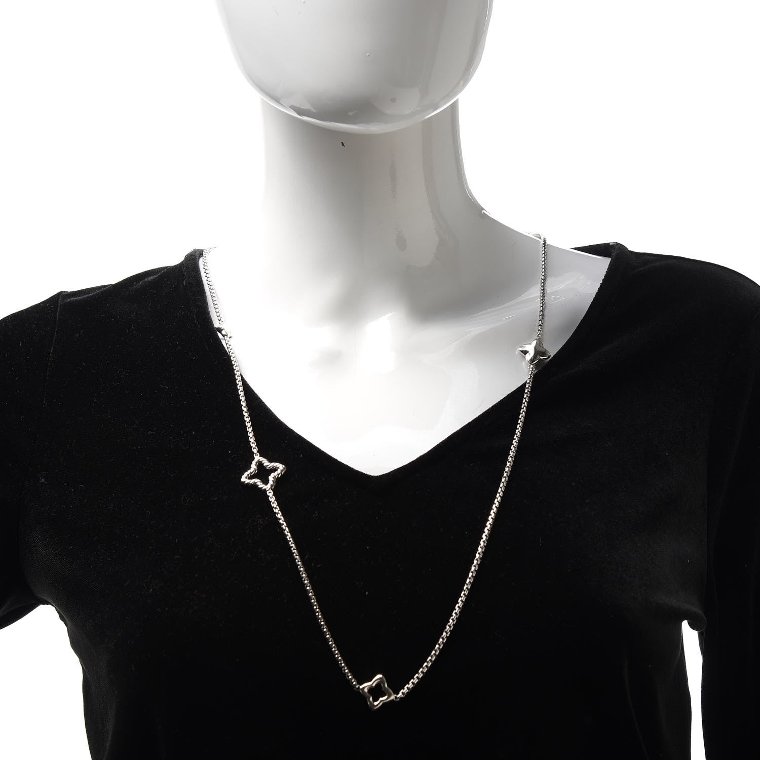 David Yurman Sterling Silver 25mm Quatrefoil Chain Necklace 1 of 4