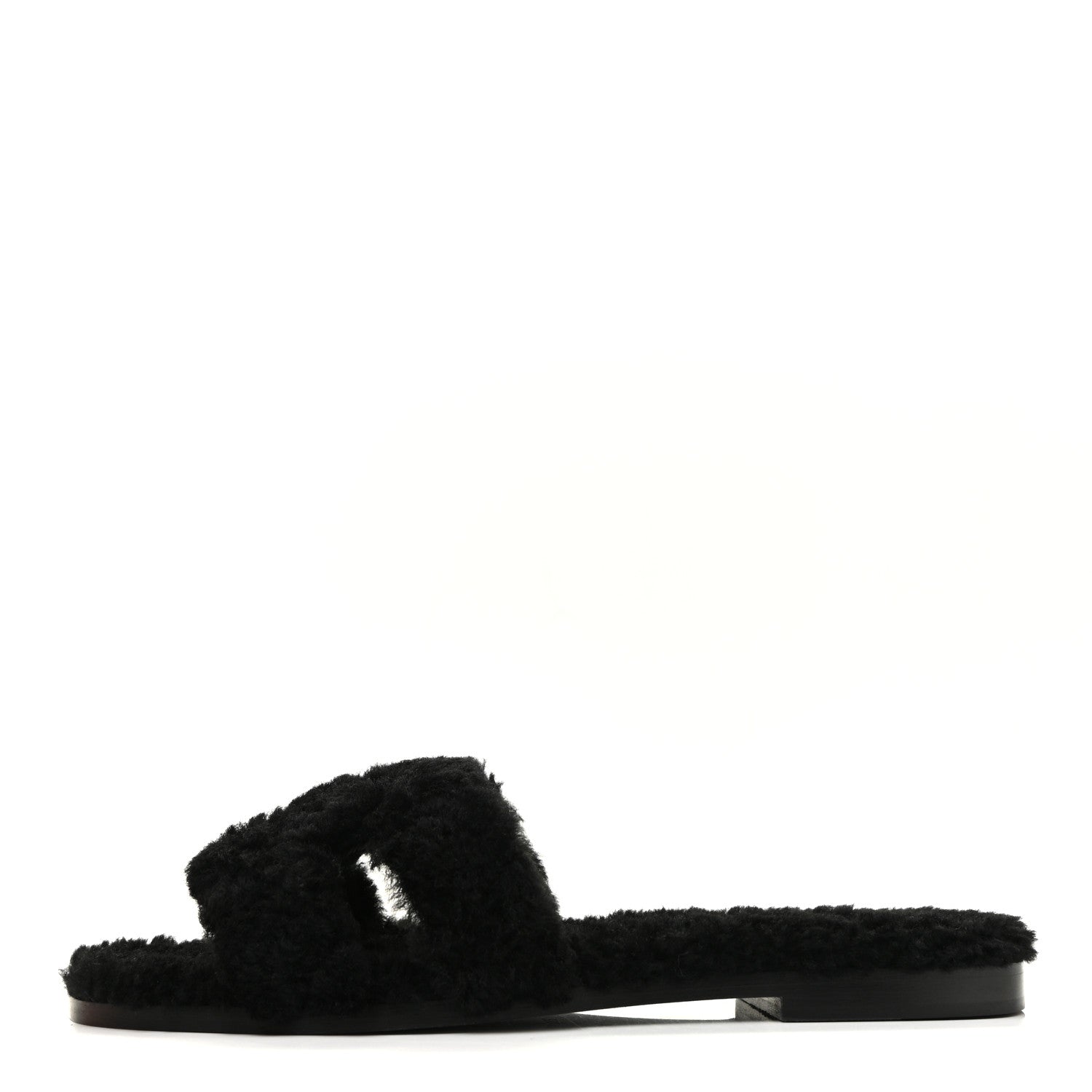 Hermes Woolskin Oran Sandals 38 Black 1 of 8
