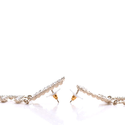 Chanel Crystal Cha-Nel Logo Drop Earrings Gold 3 of 5