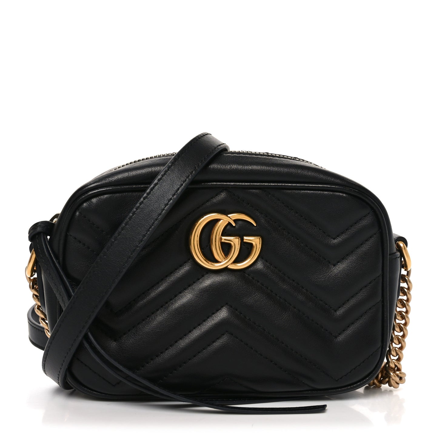Calfskin Matelasse Mini GG Marmont Chain Shoulder Bag Black