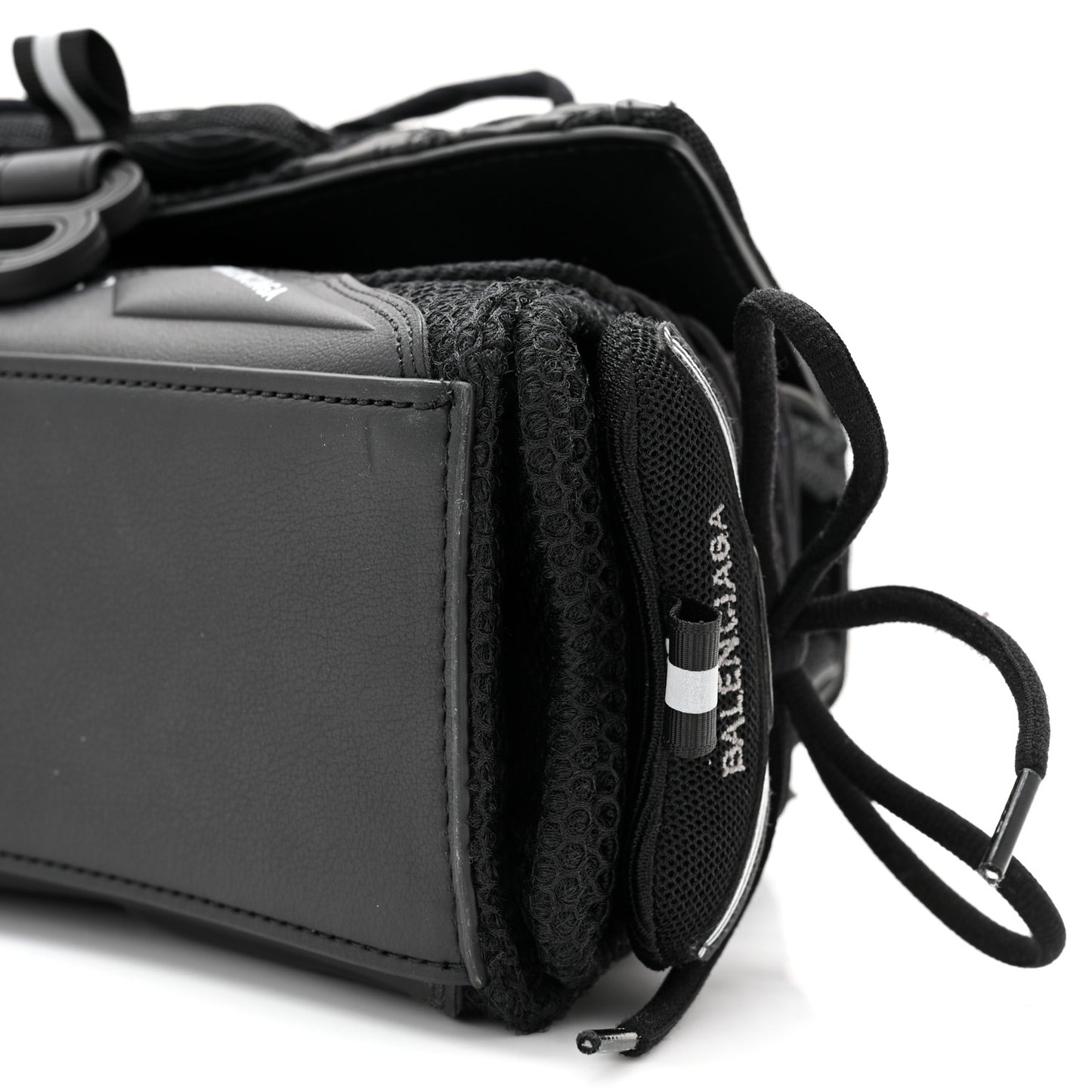 Faux Calfskin Fabric Small Sneakerhead Top Handle Bag Black