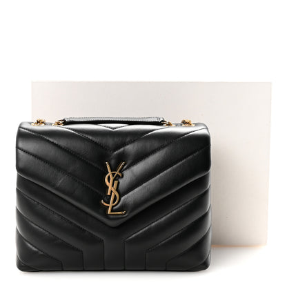 Saint Laurent Calfskin Y Quilted Monogram Small Loulou Chain Satchel Black 10 of 10