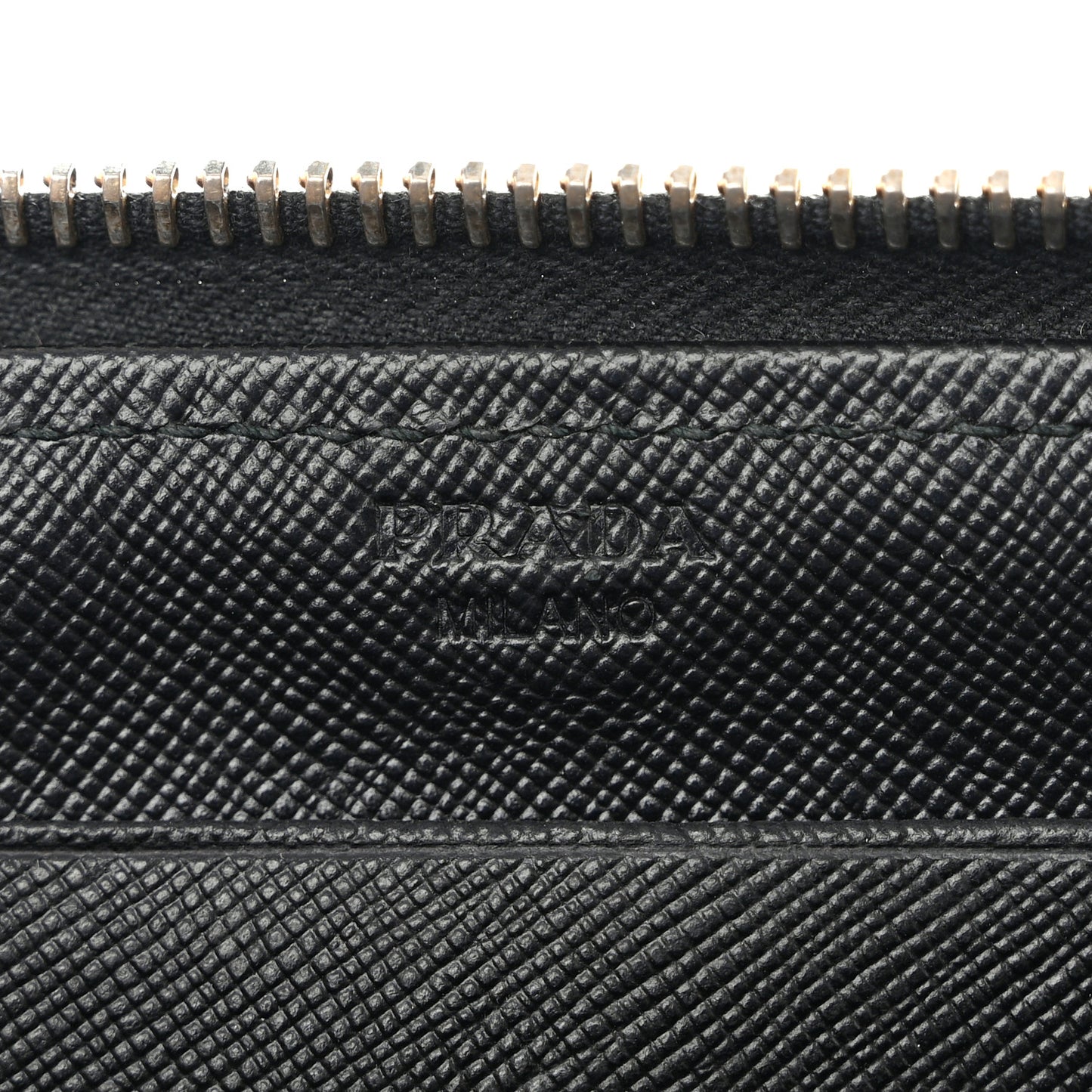 Saffiano Metal Zip Around Wallet Black