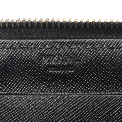 Prada Saffiano Metal Zip Around Wallet Black 6 of 15