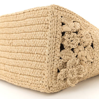 Christian Dior Woven Raffia Floral Embellished Small Book Tote Natural 12 of 12
