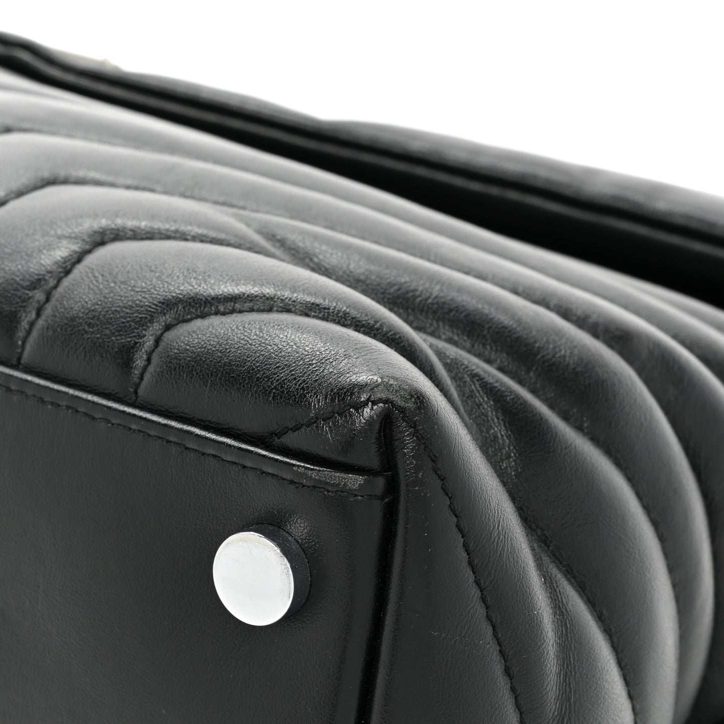 Calfskin Y Quilted Monogram Large Loulou Chain Satchel Black