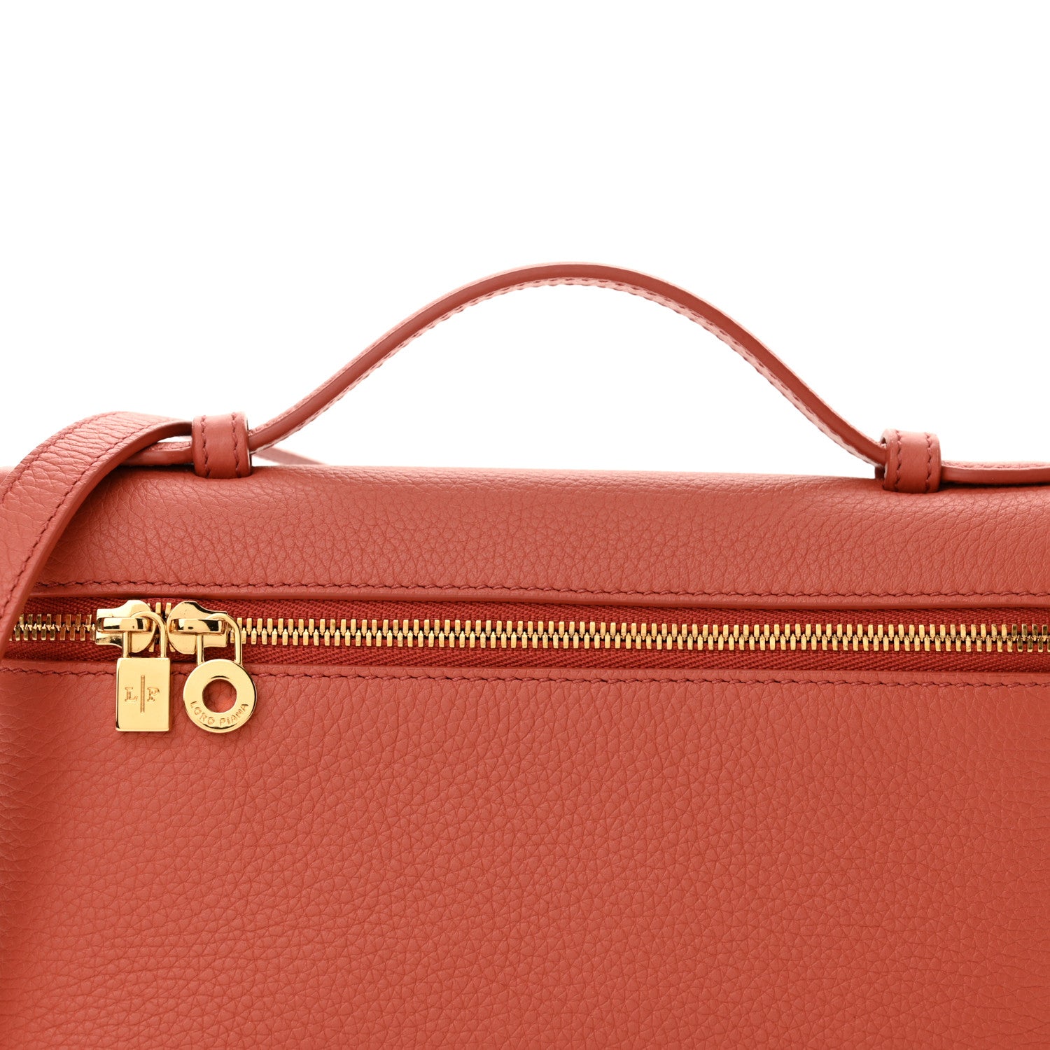 Loro Piana Grained Calfskin L19 Extra Pocket Pouch Coral Fiction