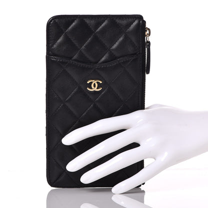 Chanel Lambskin Quilted Classic Flat Wallet Pouch Black 2 of 11