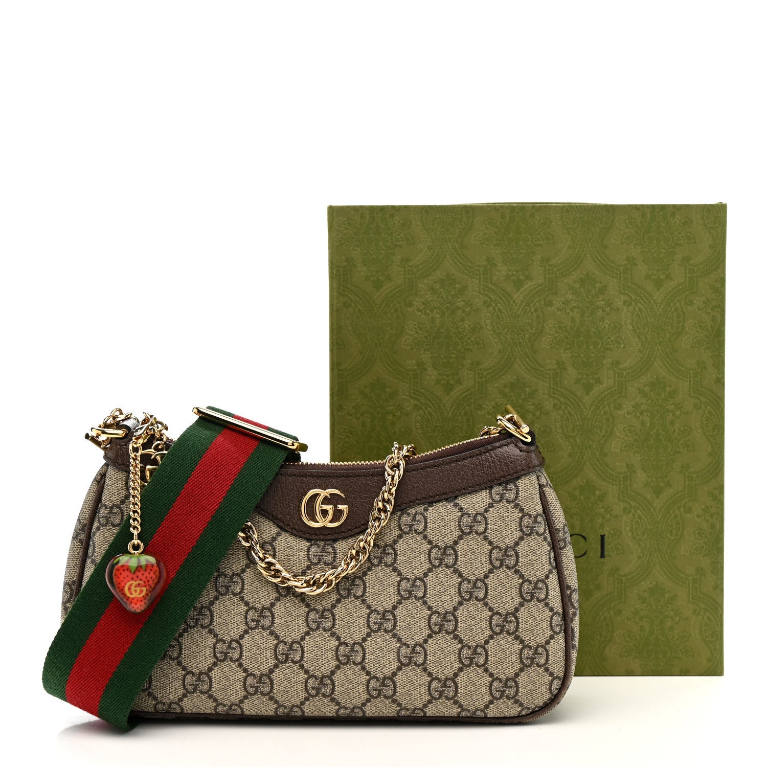 Gucci GG Supreme Monogram Textured Dollar Calfskin Web Small