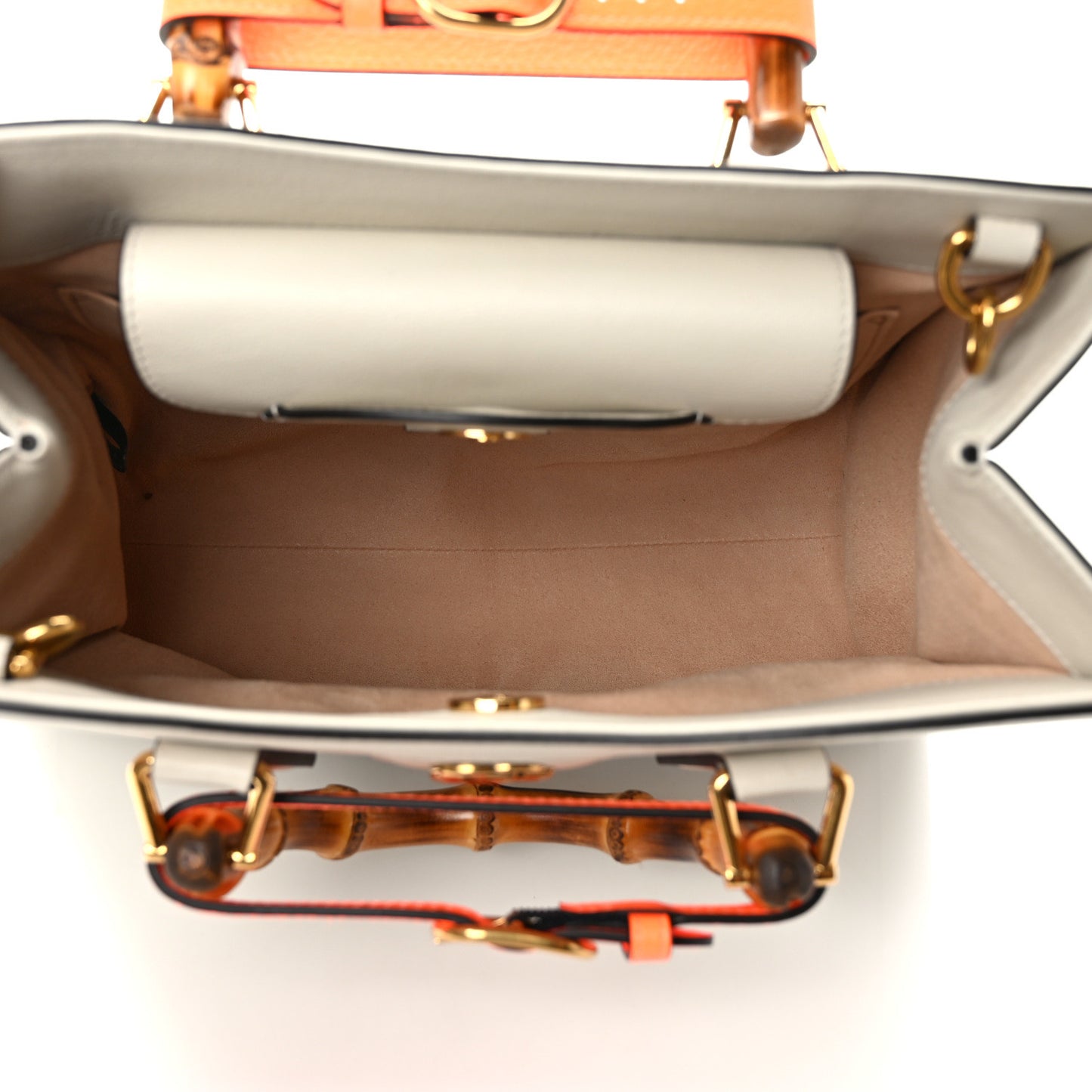 Wonka Grain Calfskin Small Diana Tote Bag Mystic White Orange Fluo