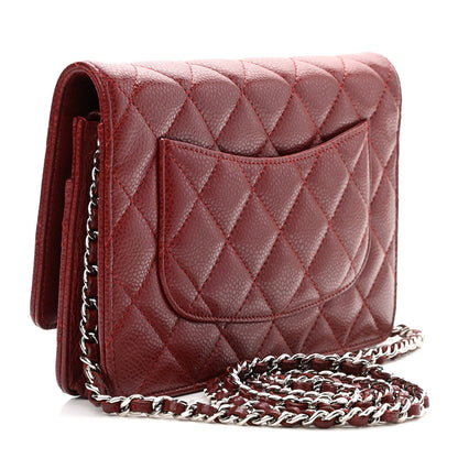 Chanel Caviar Quilted Wallet on Chain WOC Burgundy 3 of 11