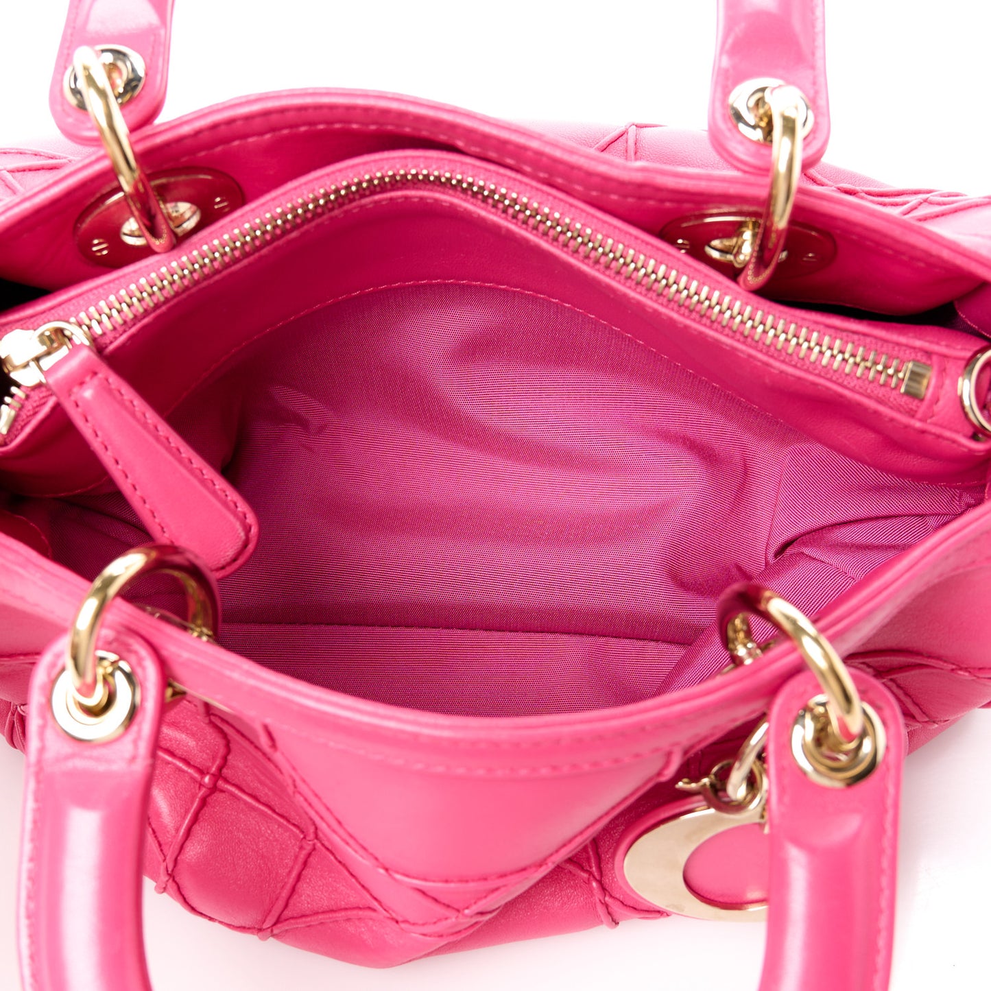Lambskin Cannage Granville Polochon Fuchsia