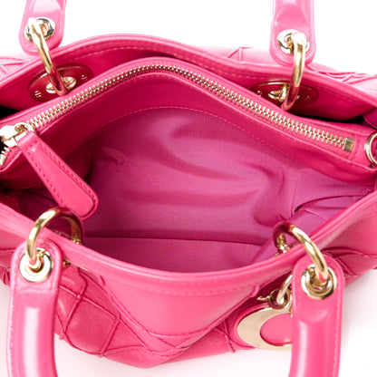 Christian Dior Lambskin Cannage Granville Polochon Fuchsia 8 of 16