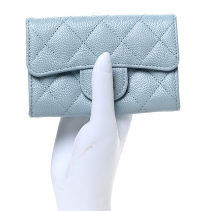 Chanel Caviar Quilted Flap Card Holder Wallet Light Blue 2 of 10