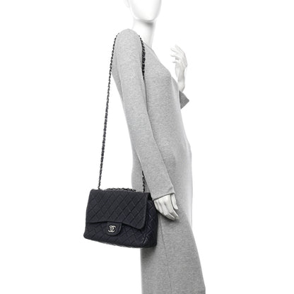 Chanel Lambskin Quilted Jumbo Single Flap Navy 2 of 10