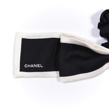 Chanel Silk Hair Tie Black Ivory 3 of 3