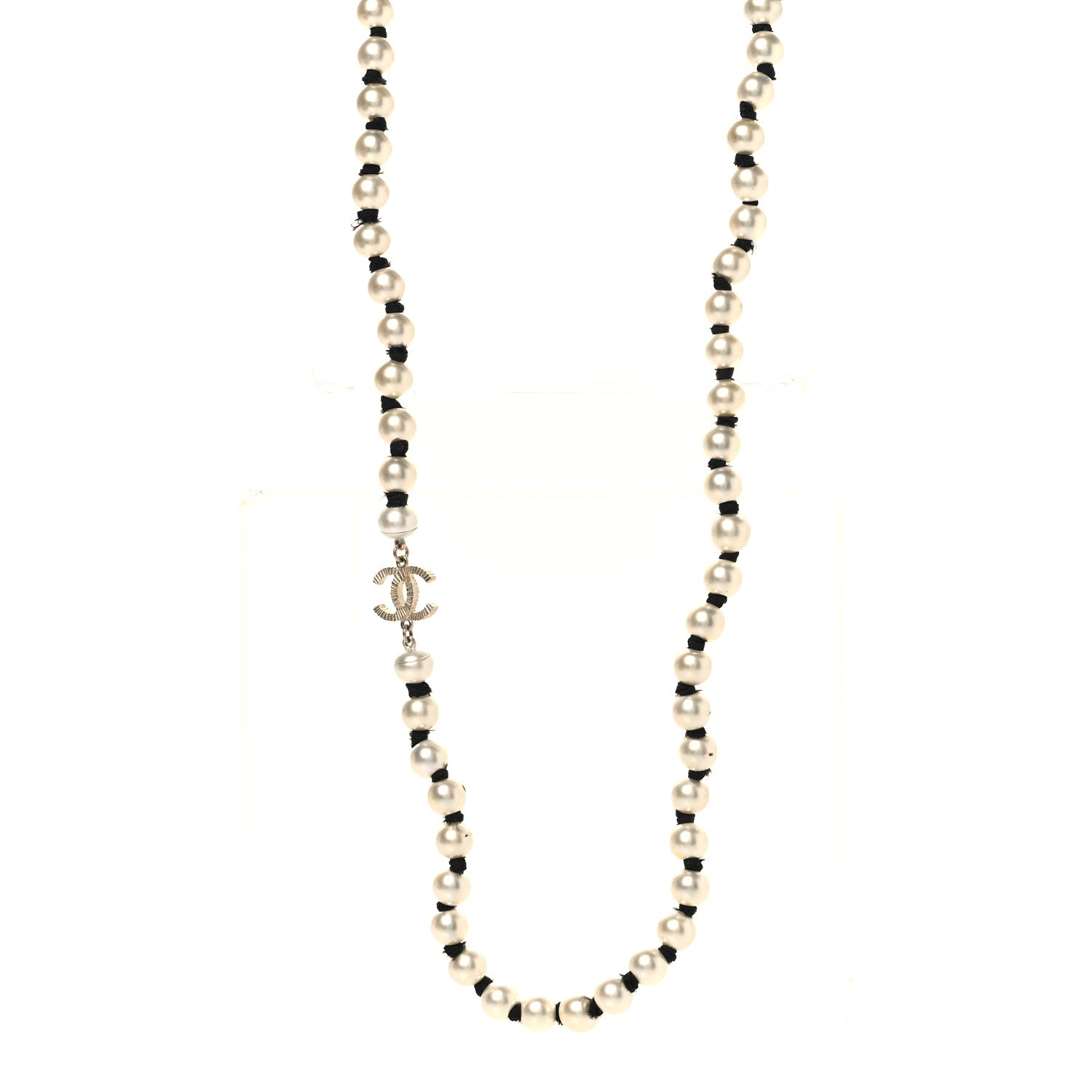 Chanel Pearl Grosgrain CC Long Necklace Gold 1 of 6