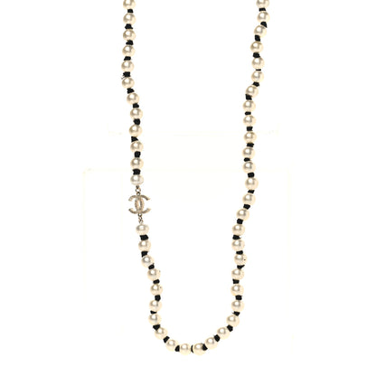 Chanel Pearl Grosgrain CC Long Necklace Gold 1 of 6