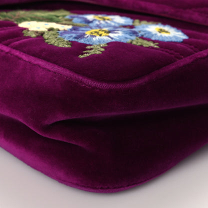 Gucci Velvet Matelasse Loved Embroidered Medium GG Marmont Shoulder Bag Fuchsia Violet Cyclamen 10 of 10