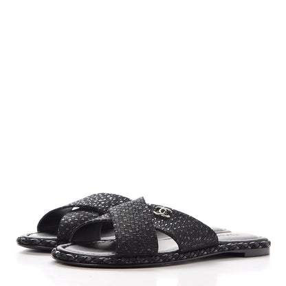 Chanel Fabric Mule Sandals 38 Black 3 of 8