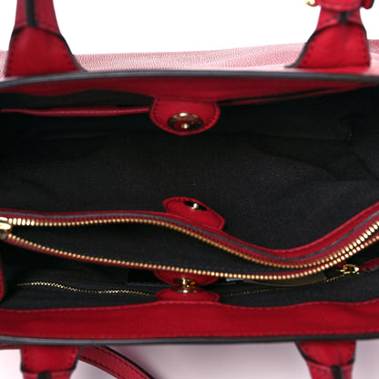 Burberry Grainy Calfskin House Check Medium Banner Tote Red 5 of 9