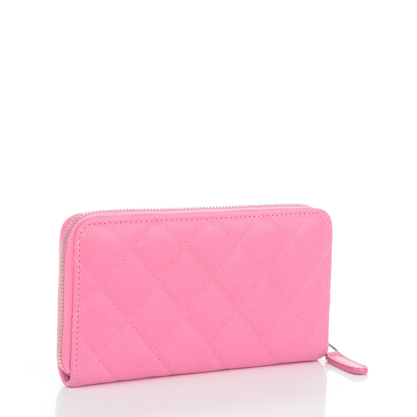Faded Lambskin Quilted Small Zephyr Zip Around Wallet Dark Pink