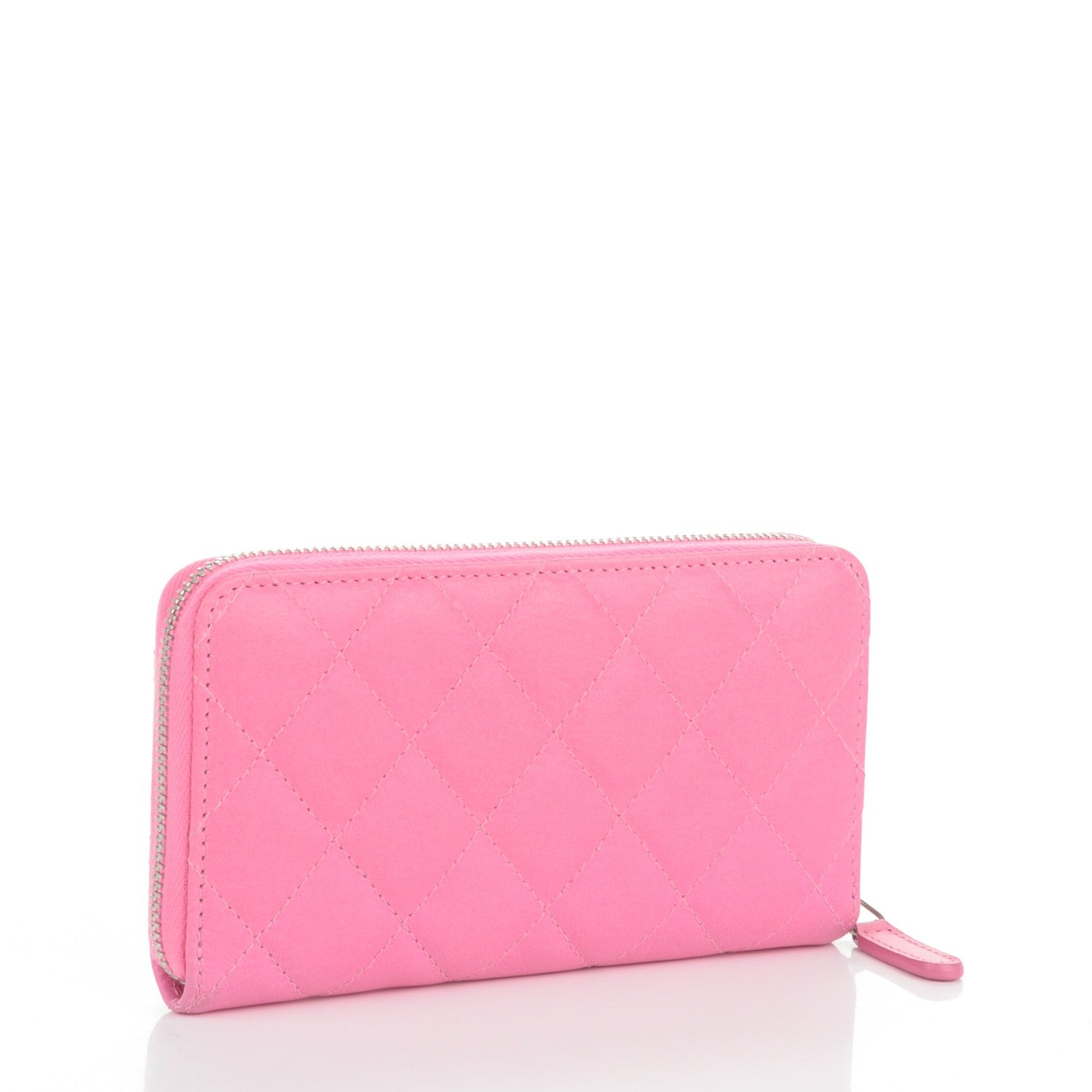 Chanel Faded Lambskin Quilted Small Zephyr Zip Around Wallet Dark Pink 3 of 8
