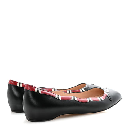 Gucci Malaga Kid Snake Ballet Flats 39 Black Hibiscus Red 9 of 18
