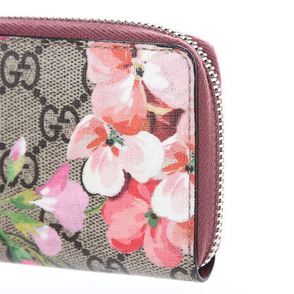 Gucci GG Supreme Monogram Blooms Zip Around Card Case Wallet Beige Multicolor Dry Rose 7 of 8