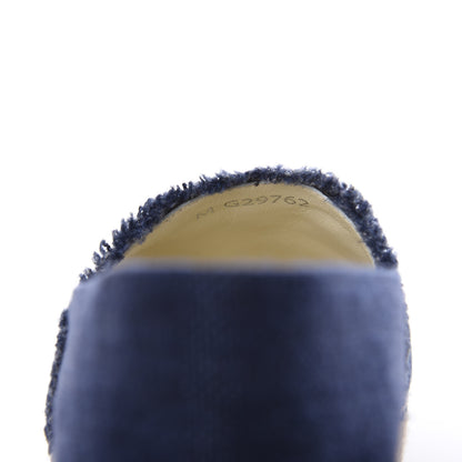 Chanel Denim Toile CC Espadrilles 39 Navy Black 9 of 10