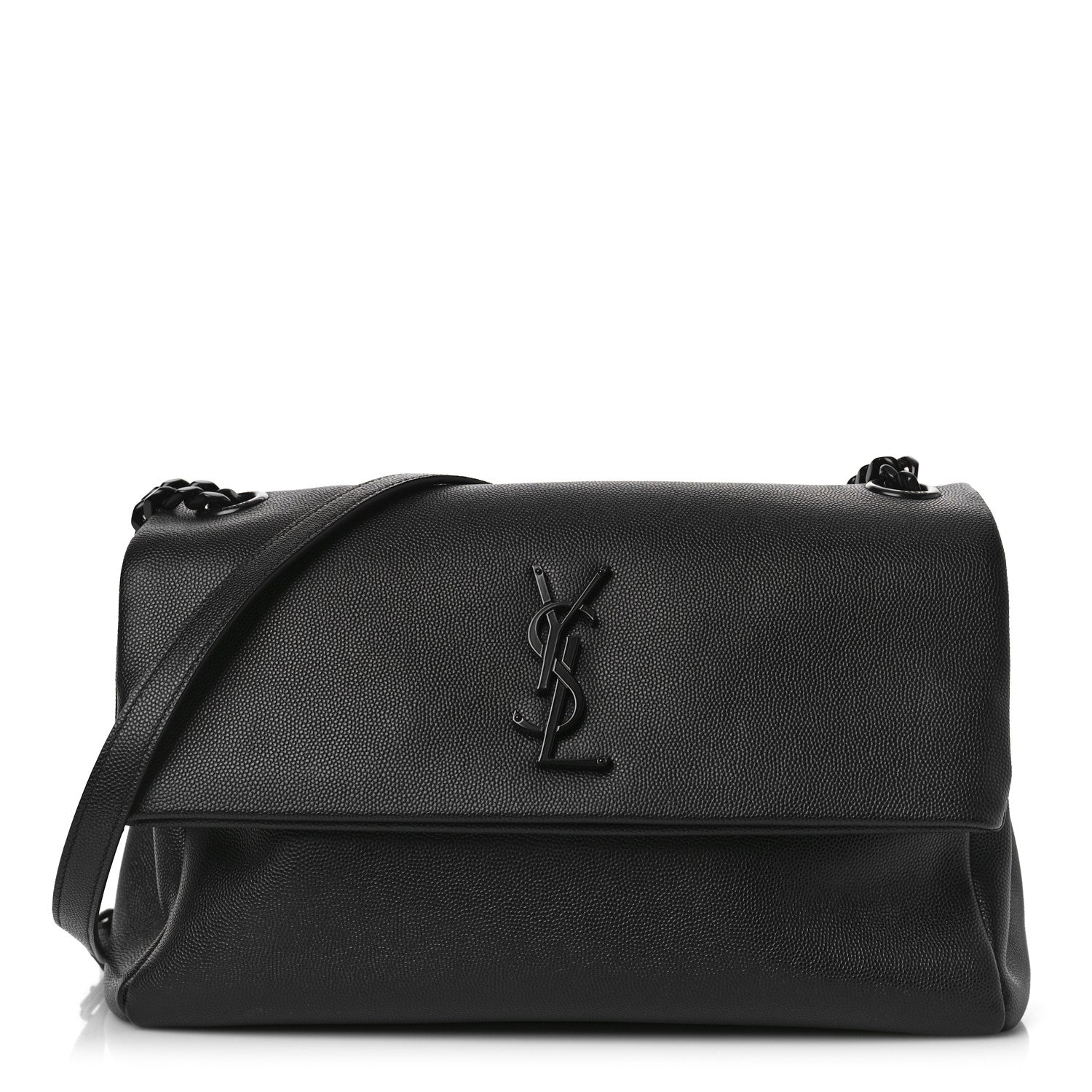 Saint Laurent Grain De Poudre Medium West Hollywood Monogram Fold-Over Black 1 of 8