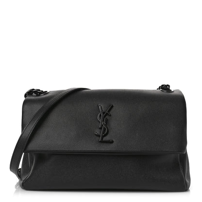 Saint Laurent Grain De Poudre Medium West Hollywood Monogram Fold-Over Black 1 of 8