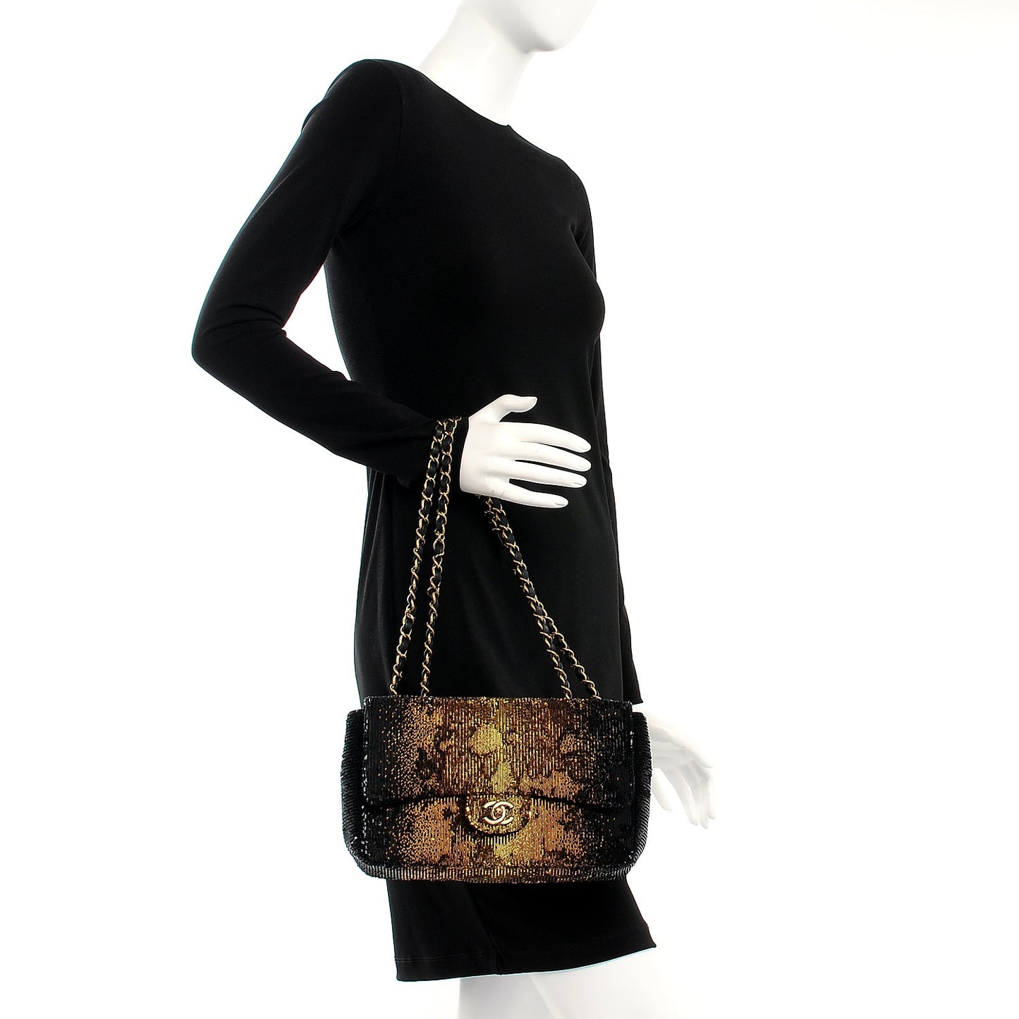 Sequin Medium Flap Bronze Black