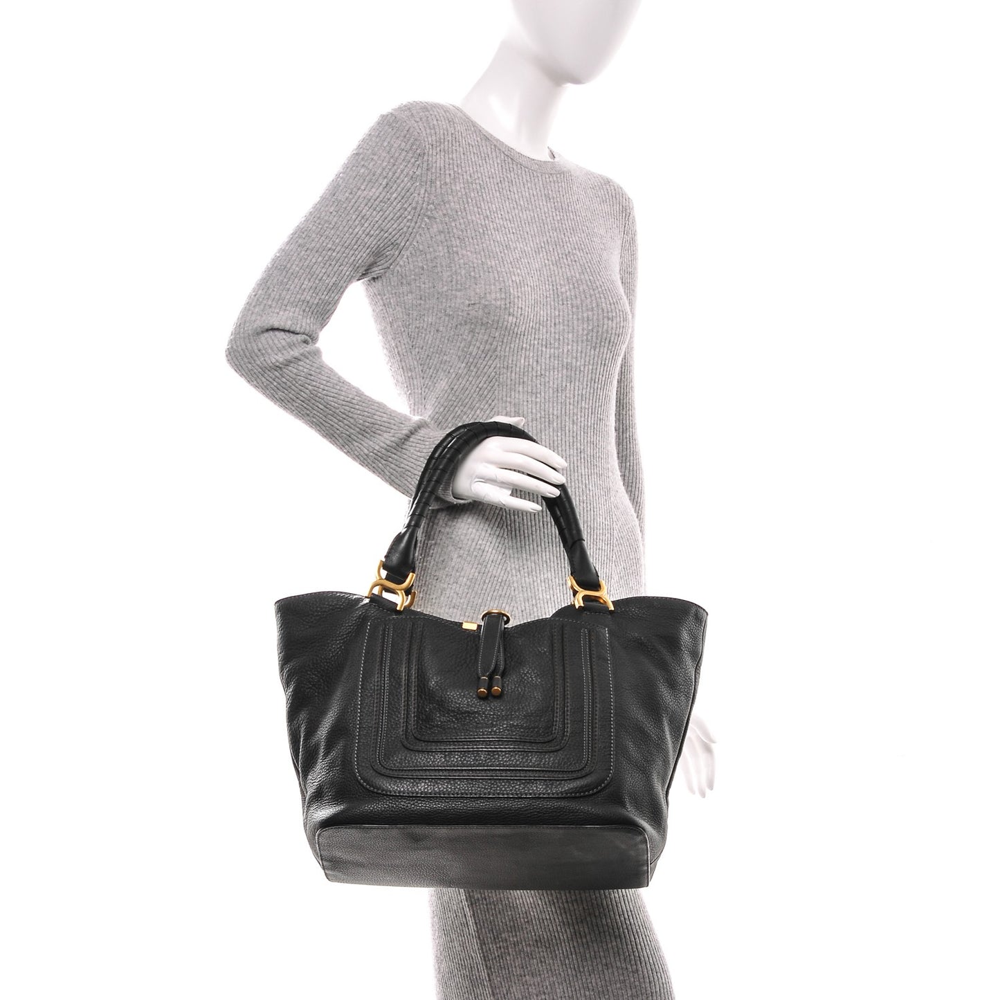 Calfskin Large New Marcie Tote Black