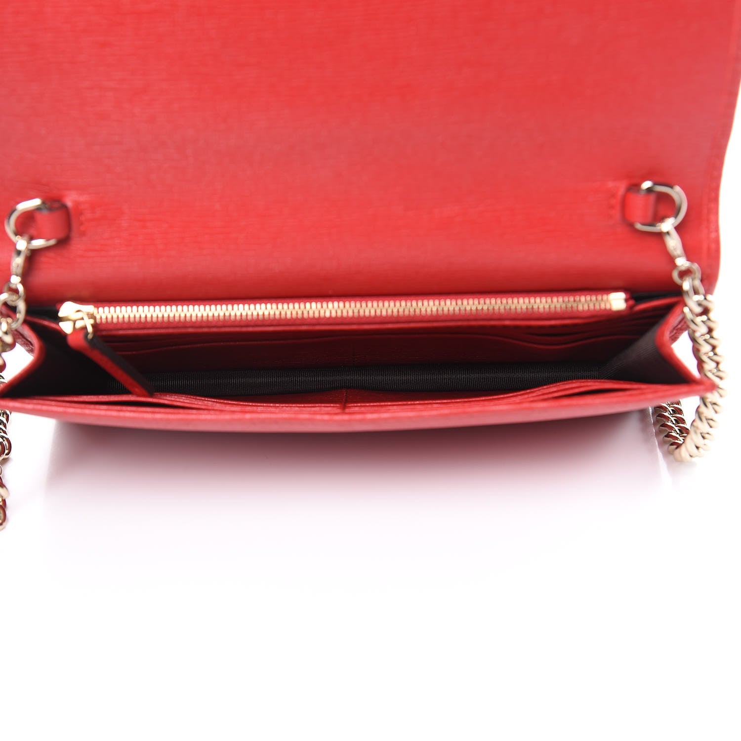 Gucci Textured Calfskin Medium Betty Chain Wallet Tabasco Red 5 of 11