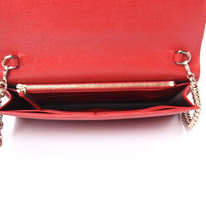 Gucci Textured Calfskin Medium Betty Chain Wallet Tabasco Red 5 of 11