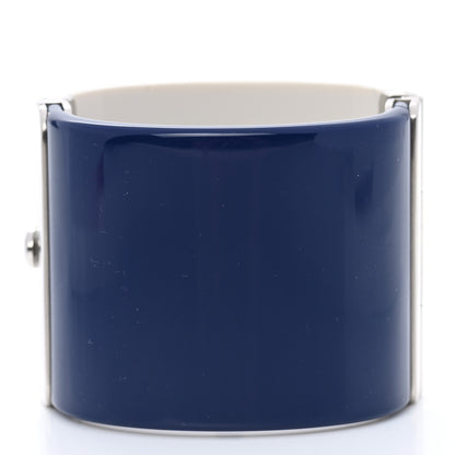 Chanel Resin Pearl CC Cuff Cream White Blue 3 of 7