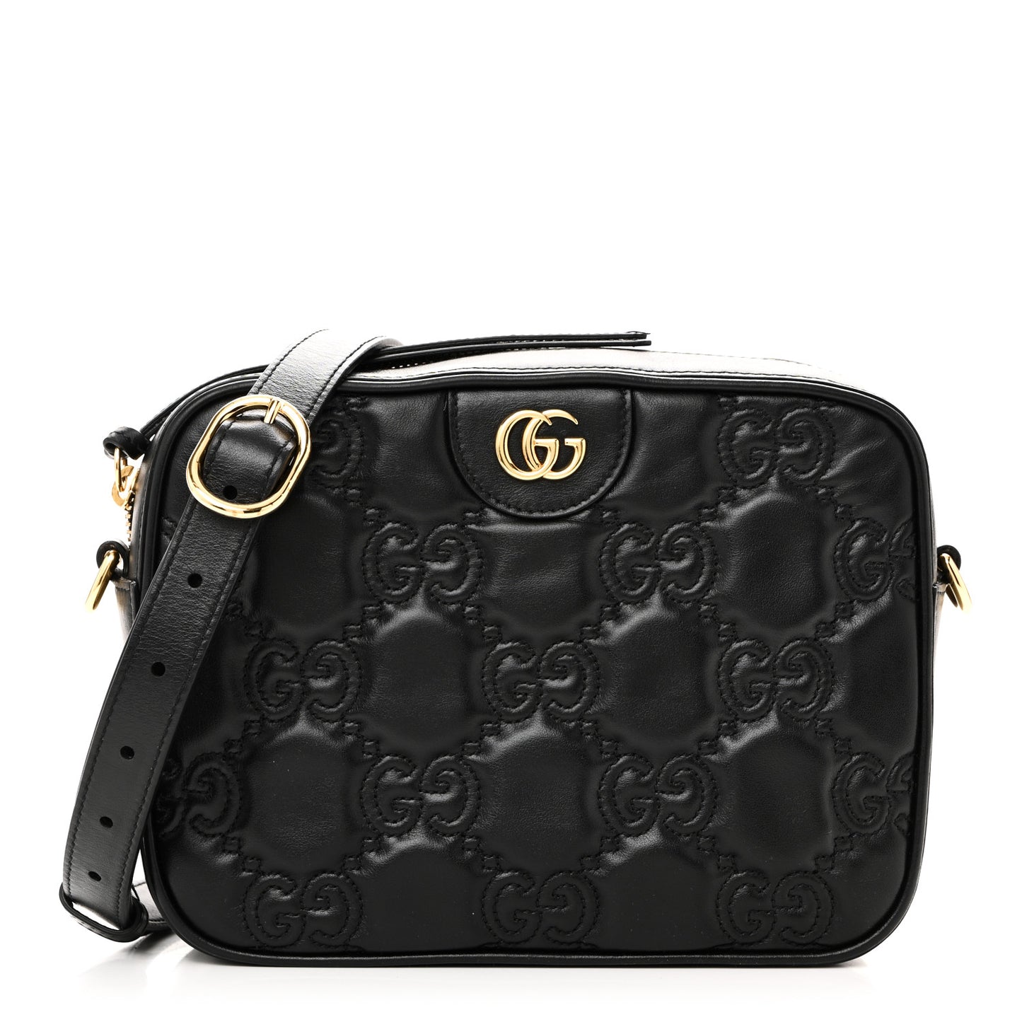 Calfskin GG Matelasse Shoulder Bag Black Natural