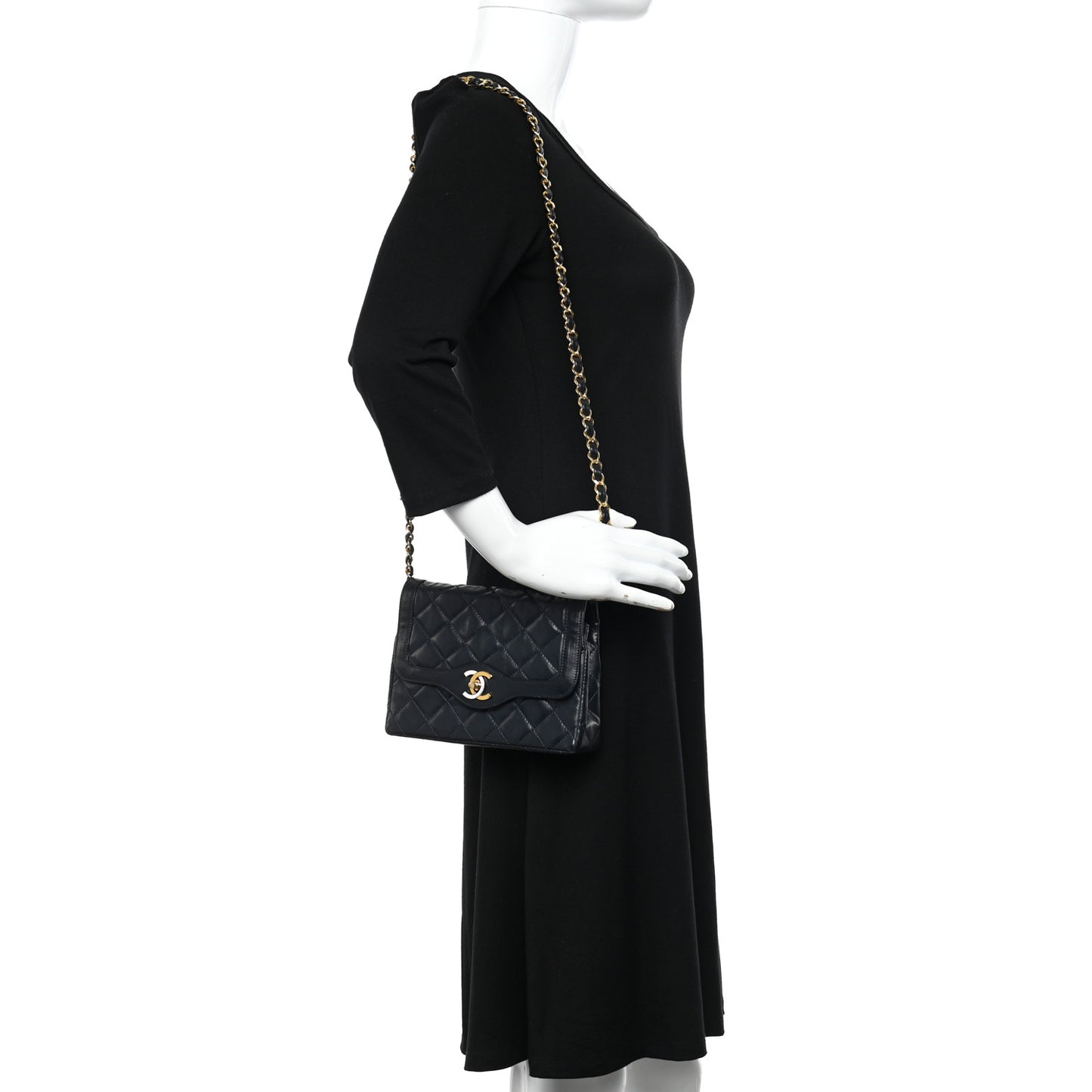 Lambskin Quilted Mini Square Flap Bag Navy