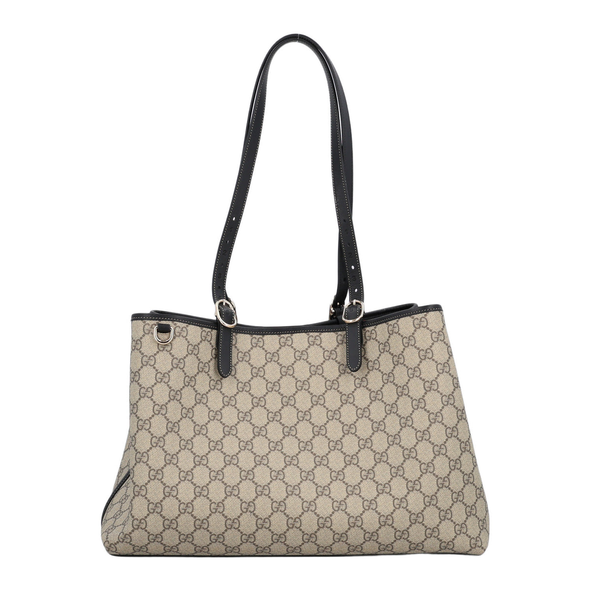 GG Supreme Monogram Emblem Large Tote Bag Beige Black