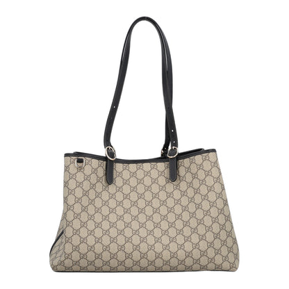 Gucci GG Supreme Monogram Emblem Large Tote Bag Beige Black 1 of 10