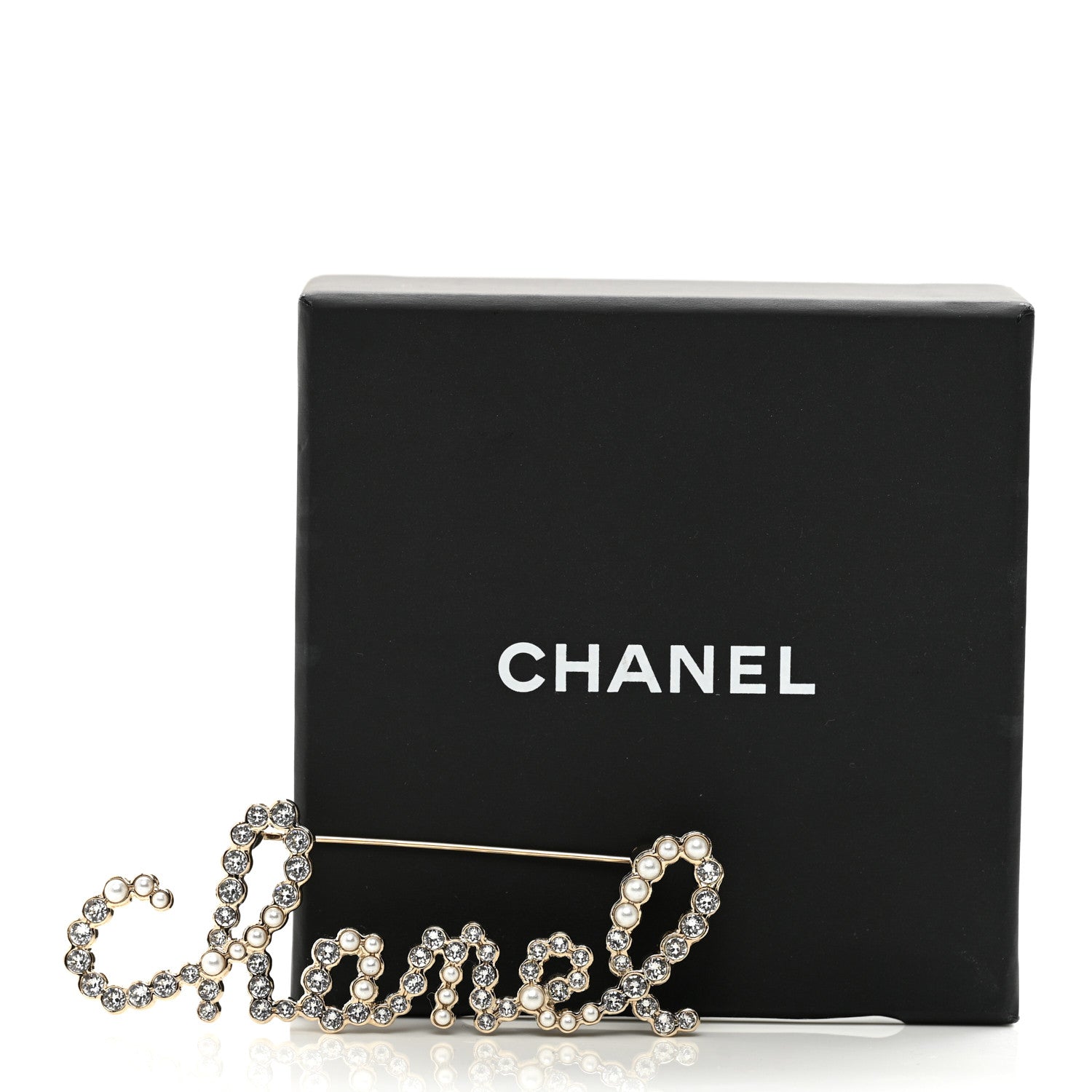 Chanel Metal Glass Swirling Pearls Brooch Pin Gold 5 of 5