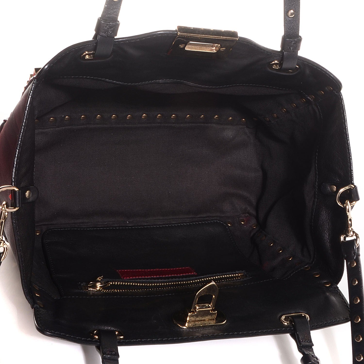 Valentino Garavani Vitello Small Rockstud Tote Black 6 of 10